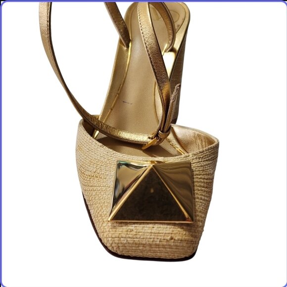 Valentino Garavani One Stud Raffia Ankle-Strap Pumps 37 1/2 - Picture 12 of 16